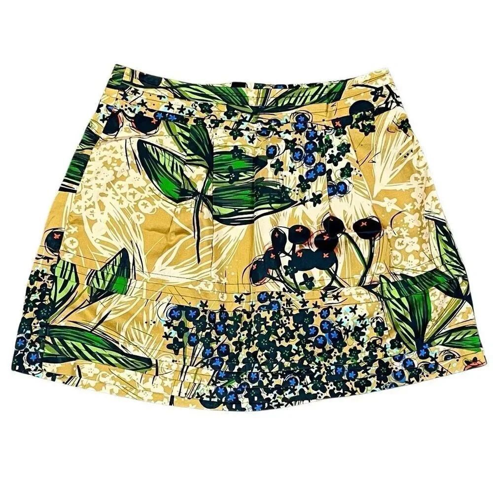 Edme & Esyllte Anthropologie Floral Botanical Print Mini Lined Zipper Back Skirt